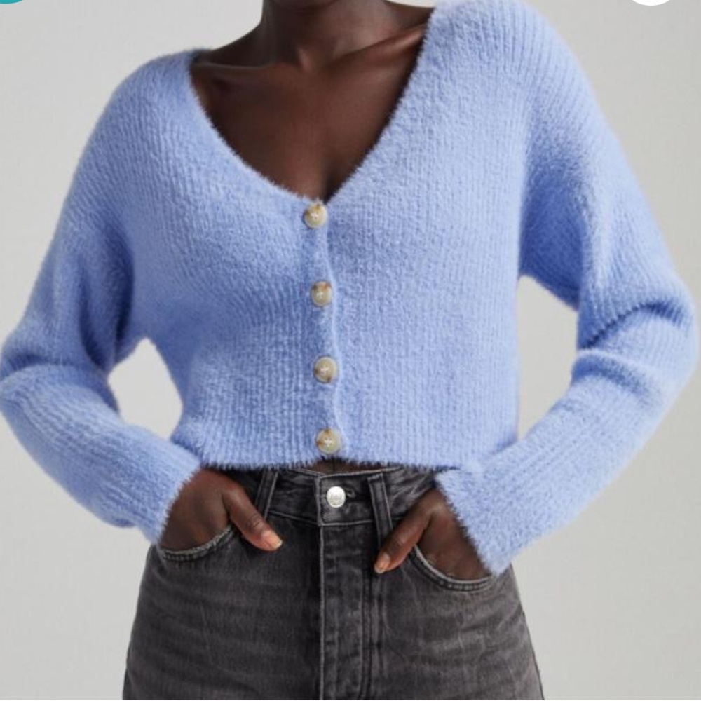 Bershka purple vneck button down sweater / cardigan